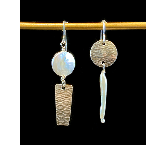 "Freshwater Pearl, Coin Pearl, & Sterling Silver Earrings" - Shelley Kaldunski